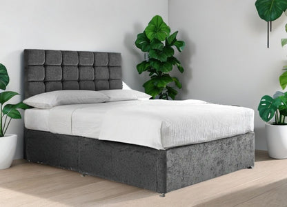 Diamond Chenille Divan Bed with Headboard