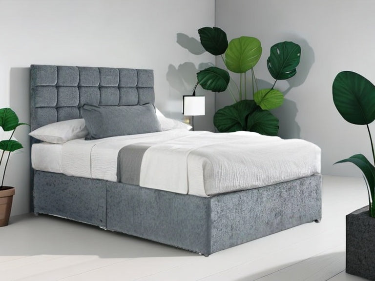 Diamond Chenille Divan Bed with Headboard